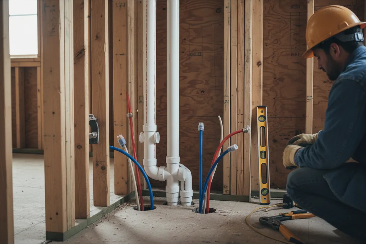 Drain and supply rough-in during Drain Cleaning in Kingsford Heights