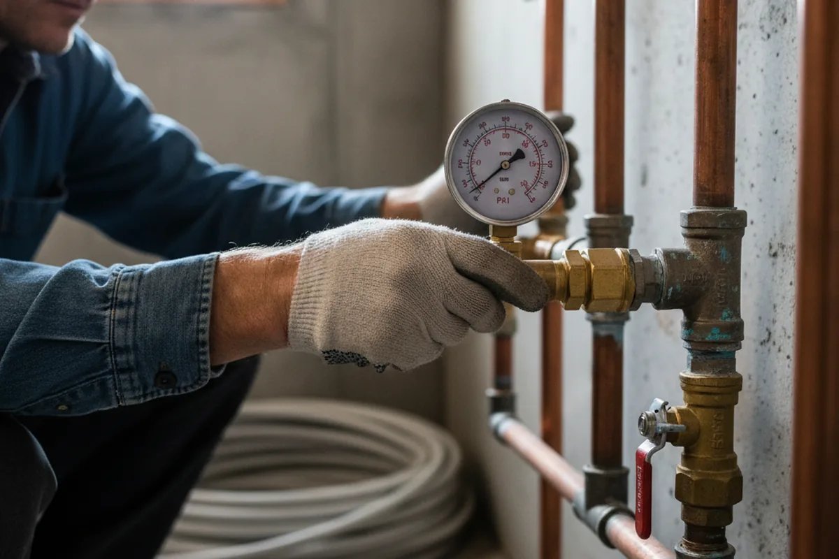 Pressure testing a repaired line during Water Line Repair in Kingsford Heights